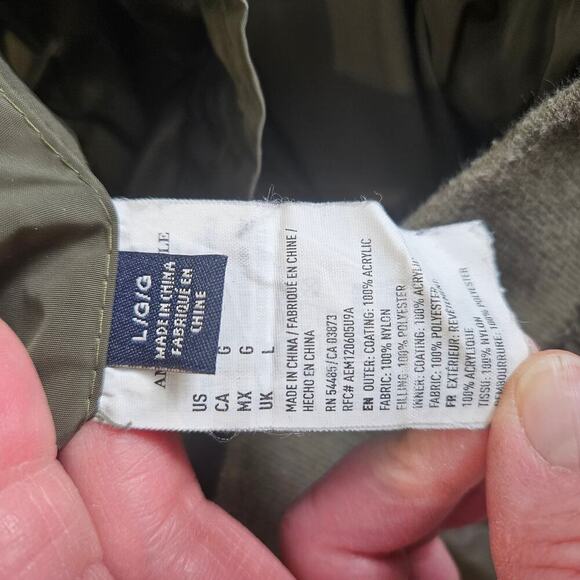 American Eagle Olive Green Men's Reversible Quilted Bomber Jacket Large - Picture 7 of 8